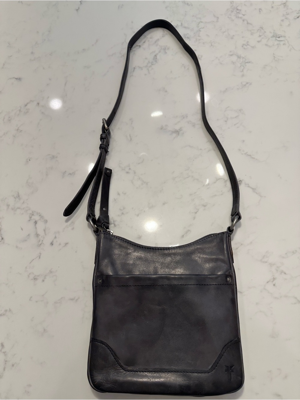 Frye Gray Leather Crossbody Bag